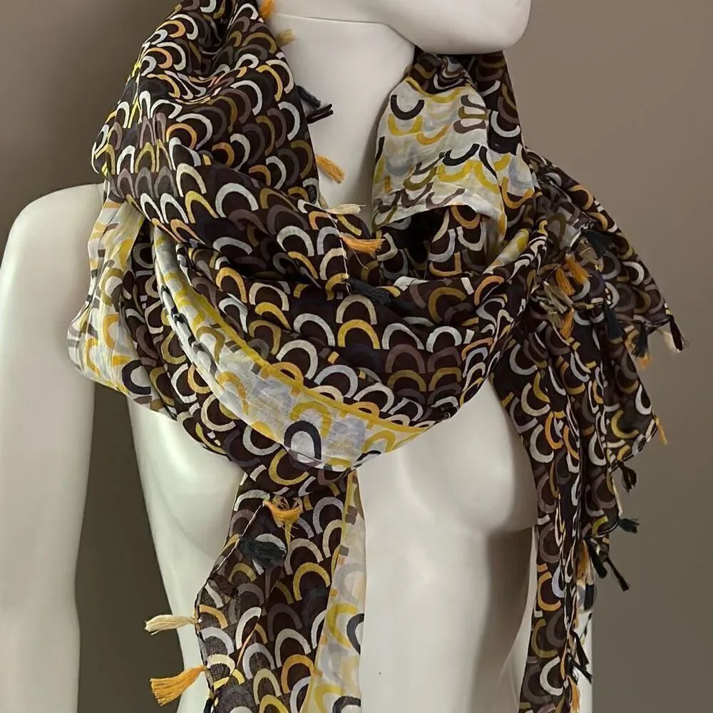 Linen Tassel Scarf Fall Colors
